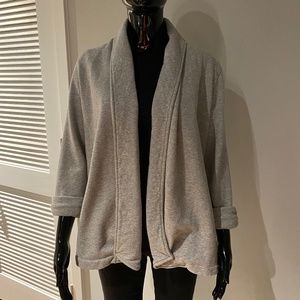 Theory Ashby Raj Grey Open Front Sweatshirt Cardigan 3/4 Sleeve Size M Sweater